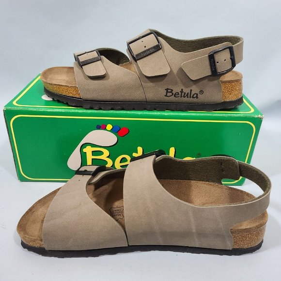 Betula Beat Birkenstock Footbed Sandals Stone EU39 US8.5 Narrow NIB - Picture 2 of 11